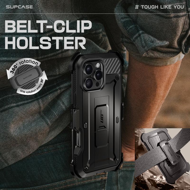 SUPCASE Outdoor Protective[Military-Grade Drop Protection] phone Case (Unicorn Beetle Pro) for iPhone 16   15   14   13   12  SE2 3 Series,2023 2022 2020 Built-in Screen Protector Full-Body Rugged Holster with Stand & Belt-Clip  phones Case Accessories