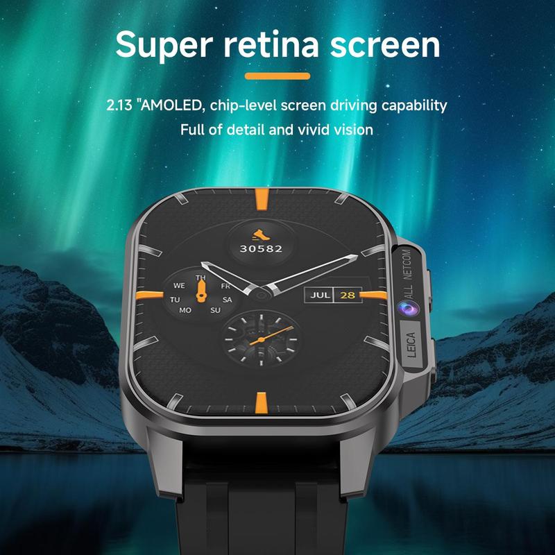 SIMSONLAB 2.13 Inch AMOLED Screen Smart Watch, Fashionable Digital Watch with Front HD Camera, Long Standby Activity Tracker for Men & Women