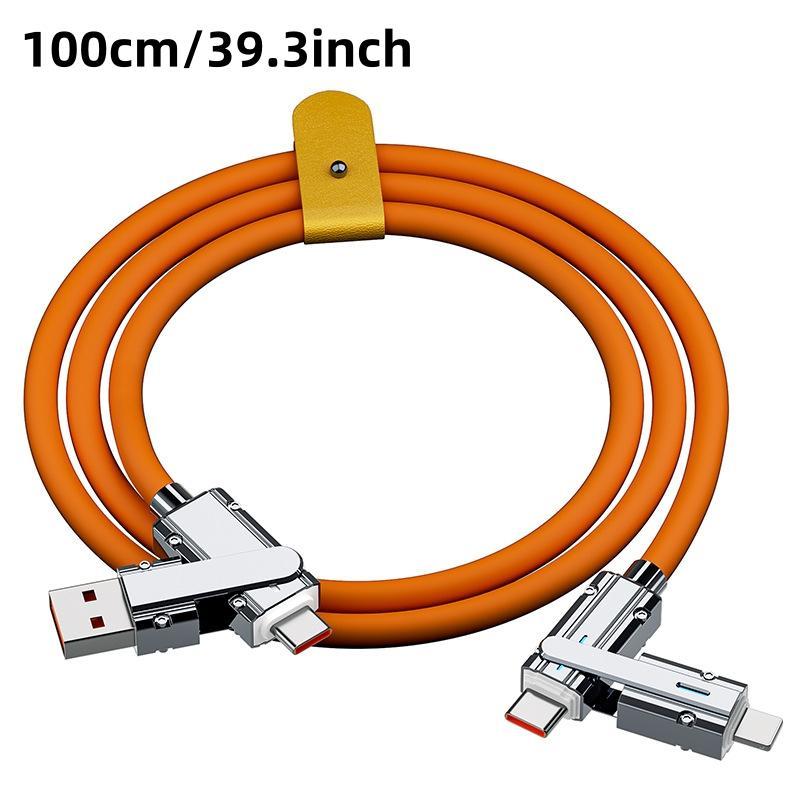 Type-C Charging Data Cable, 1 Count 4 in 1 Multipurpose Phone Fast Charging Data Cable, Multifunctional USB Charging Cable for iPhone & iPad