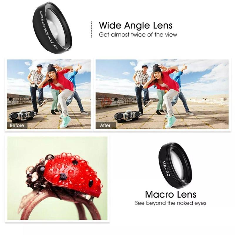 Super Wide Angle & 12.5x Macro Lens, 1 Set Wide Range of Uses, 2 in 1 Clip-on Camera Kit, Universal Lens Kit for iphone & Android Phones