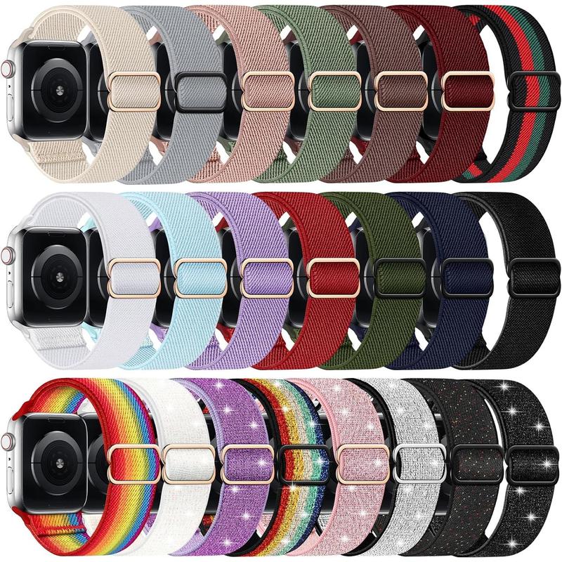 22 Pack Stretchy Nylon Band Compatible with Apple Watch Band 38mm 40mm 41mm 42mm 44mm 45mm 46mm Women Men, Adjustable Sport Elastic Replacement Strap for iWatch Series 10 9 8 7 6 5 4 3 2 1 SE