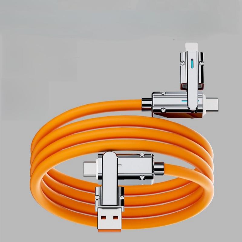 Type-C Charging Data Cable, 1 Count 4 in 1 Multipurpose Phone Fast Charging Data Cable, Multifunctional USB Charging Cable for iPhone & iPad