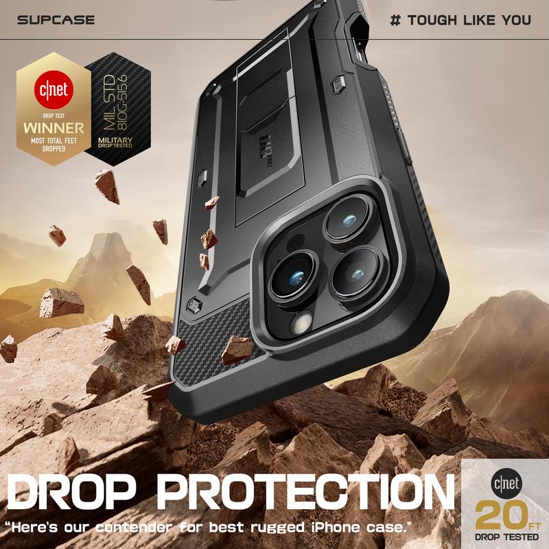 SUPCASE Outdoor Protective[Military-Grade Drop Protection] phone Case (Unicorn Beetle Pro) for iPhone 16   15   14   13   12  SE2 3 Series,2023 2022 2020 Built-in Screen Protector Full-Body Rugged Holster with Stand & Belt-Clip  phones Case Accessories