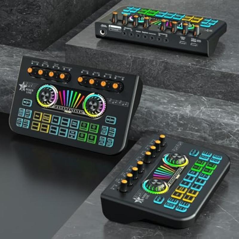 Tenlamp X3 Streaming Mixer with Audio Interface BT Sound Board Voice Changer Sound Card,  Audio Mixer，Stuio Beginner Podcast Mixer Equipment for PC Phone Live Streaming Podcasting Recording