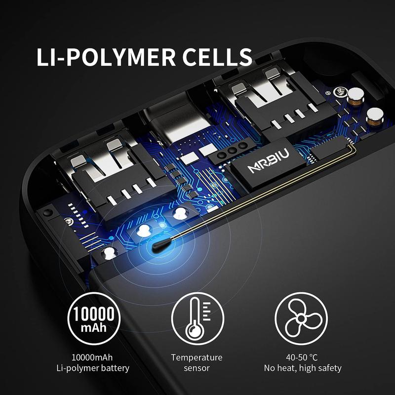 5v 2A heated vest battery pack, Micro Power Bank 10000mAh for Heated Jacket, dual USB LCD display portable charger, external battery for iPhone, Android etc.