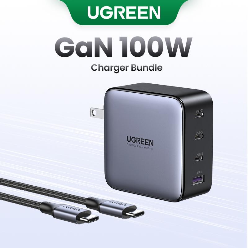UGREEN 100W USB C GaN Charger Bundle with 1 Meter USB C Cable 100W, USB C to USB C Cable Fast Charging, Type C Cord USB C Charger Cable Compatible with iPhone 16, Mackbook Laptop Electronic Mobile Device--Black Friday