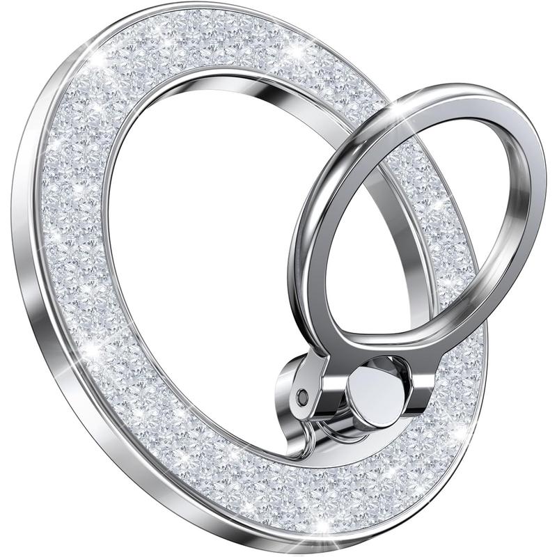 Glitter Magnetic Phone Ring Holder for Magsafe, Magnet Finger Ring Grip Stand Holder, Compatible with PopS0ckets MagSafe Accessories for Women IPhone 16,15,14,13,12 Pro Max Plus