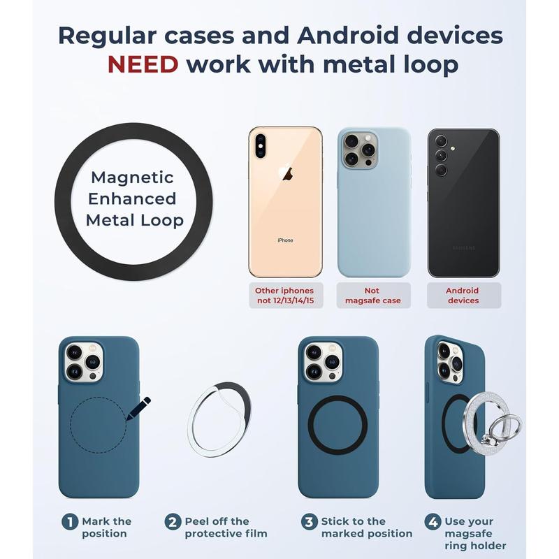 Glitter Magnetic Phone Ring Holder for Magsafe, Magnet Finger Ring Grip Stand Holder, Compatible with PopS0ckets MagSafe Accessories for Women IPhone 16,15,14,13,12 Pro Max Plus