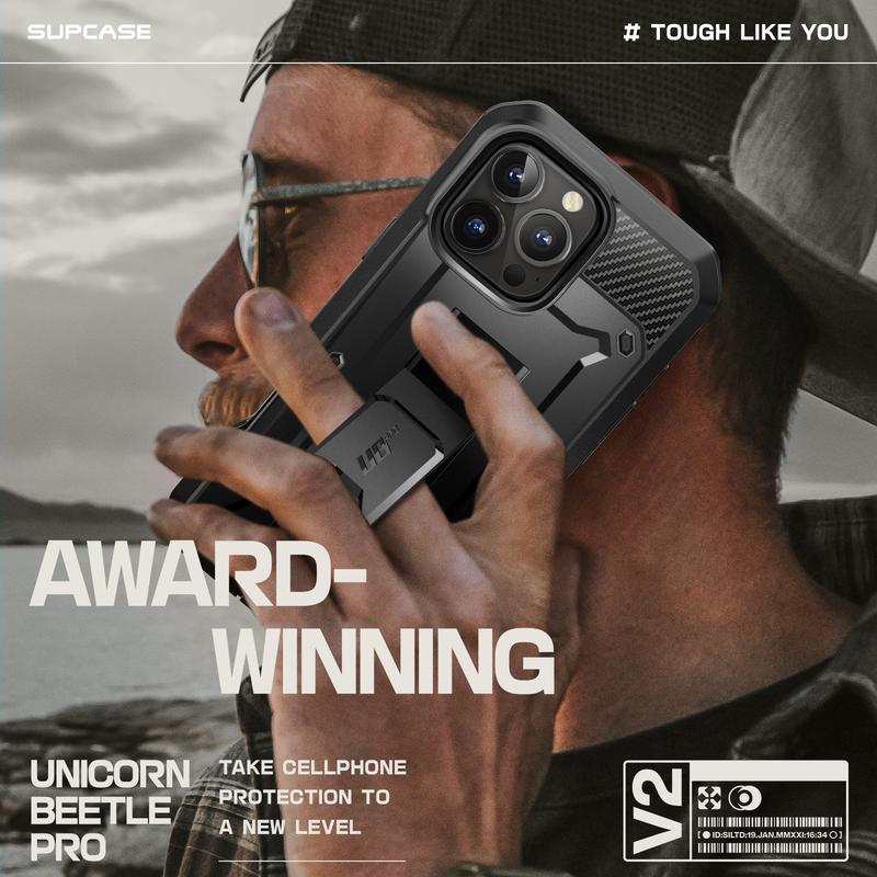 SUPCASE Outdoor Protective[Military-Grade Drop Protection] phone Case (Unicorn Beetle Pro) for iPhone 16   15   14   13   12  SE2 3 Series,2023 2022 2020 Built-in Screen Protector Full-Body Rugged Holster with Stand & Belt-Clip  phones Case Accessories
