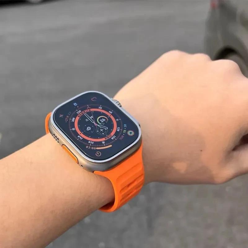 For Apple Watch Ultra2 49mm Band Strap 40mm 41mm 42mm 44mm 45mm Silicone Sport Rubber bracelet Iwatch Series 9 8 7 6 Se 5 4 3 38 Wearable Durable
