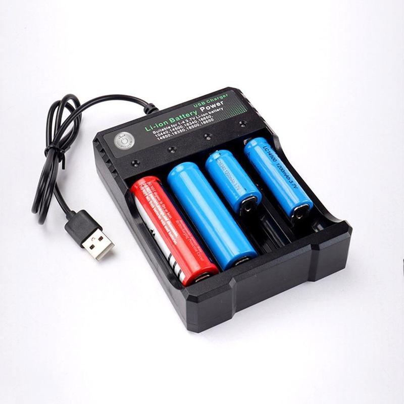 4-slot Battery Charger, USB DC 5v Input Battery Charger, Battery Charger for 3.7v Li-ion Battery: 10440 14500 16340 16650 14650 18350 18500 18650