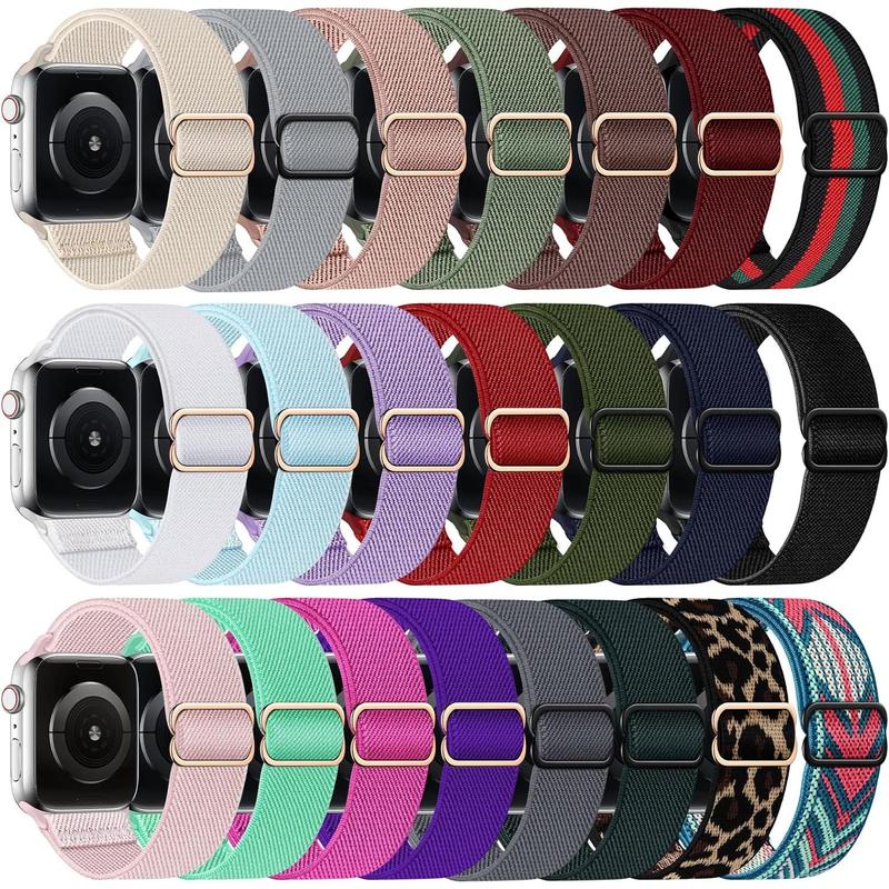 22 Pack Stretchy Nylon Band Compatible with Apple Watch Band 38mm 40mm 41mm 42mm 44mm 45mm 46mm Women Men, Adjustable Sport Elastic Replacement Strap for iWatch Series 10 9 8 7 6 5 4 3 2 1 SE