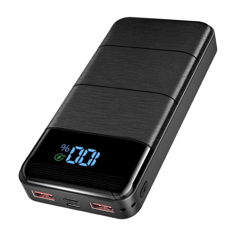 Portable Digital Display Power Bank for Music Festival, 20000mAh Large Capacity Fast Charging Power Bank, USB And Type-C Fast Charger Power Bank for iPhone 14   13, Samsung Galaxy, Stocking Fillers Gift