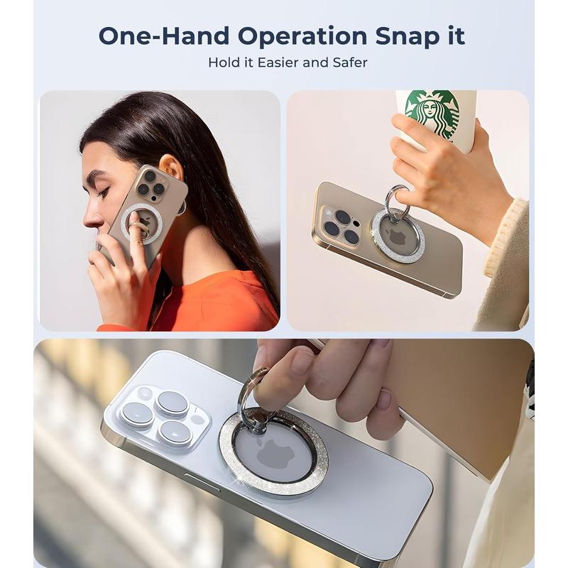 Glitter Magnetic Phone Ring Holder for Magsafe, Magnet Finger Ring Grip Stand Holder, Compatible with PopS0ckets MagSafe Accessories for Women IPhone 16,15,14,13,12 Pro Max Plus