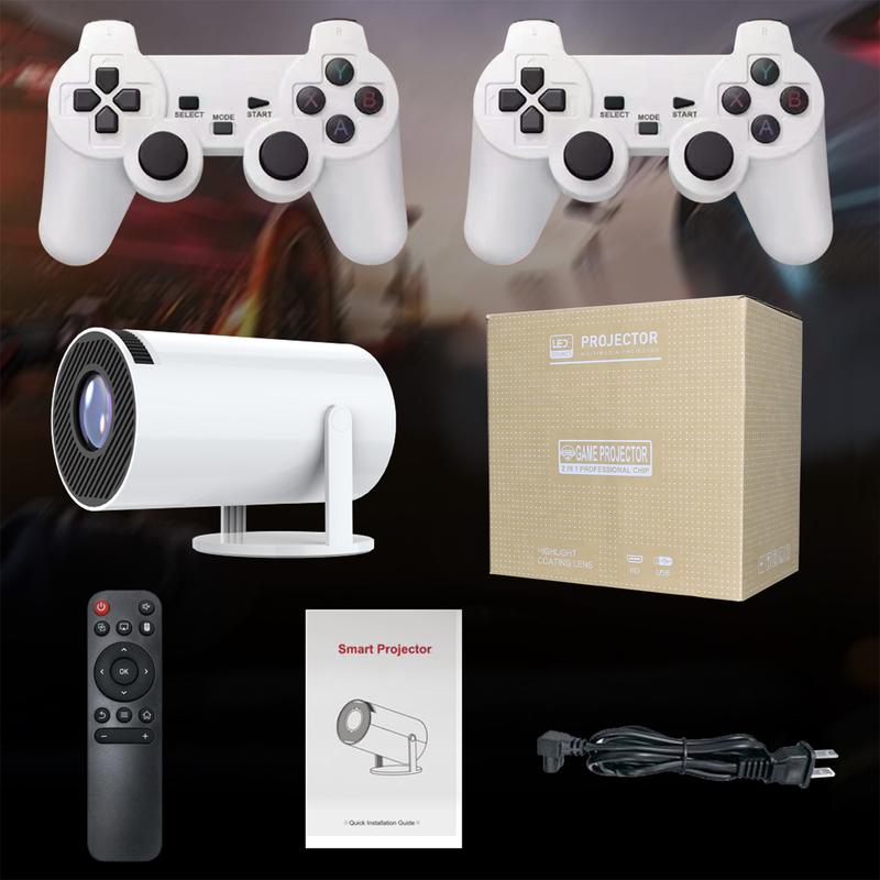 4K Game Projector with Two Game Consoles,Portable Projector WiFi6, Automatic Correction, 270° Rotatable Compatible with iPhone projector Audio cosy  projector