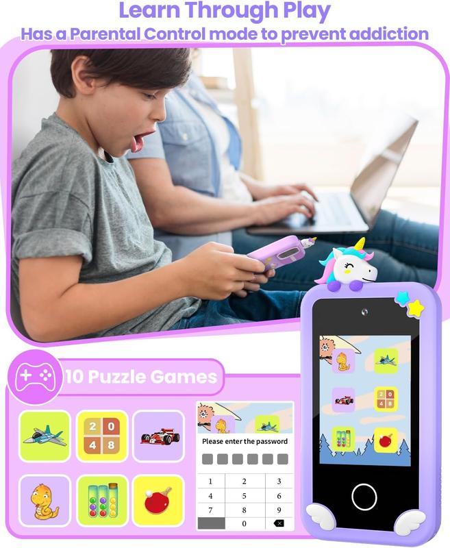 Kids Toy Smart Phone,Smart Phone Toys for Girls with High-definition Camera-Phone Toys with Learning Games,Travel Toys with MP3 Music Player for Birthday Gifts for Boys Girl Boy Girl Birthday Gifts touch screen toy game phone