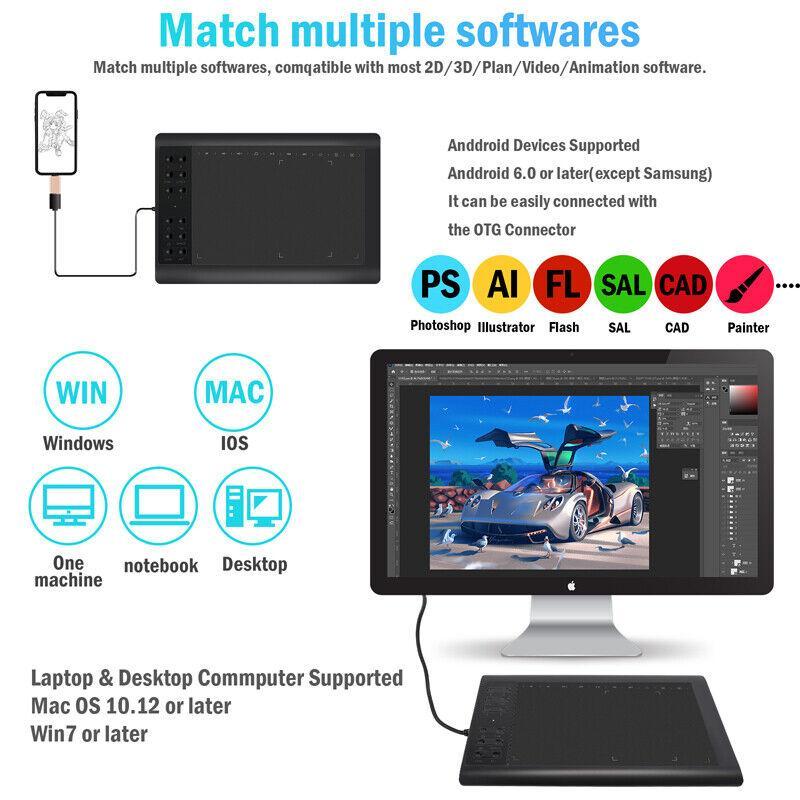 Artist Pro Graphics Drawing Tablet 10x6