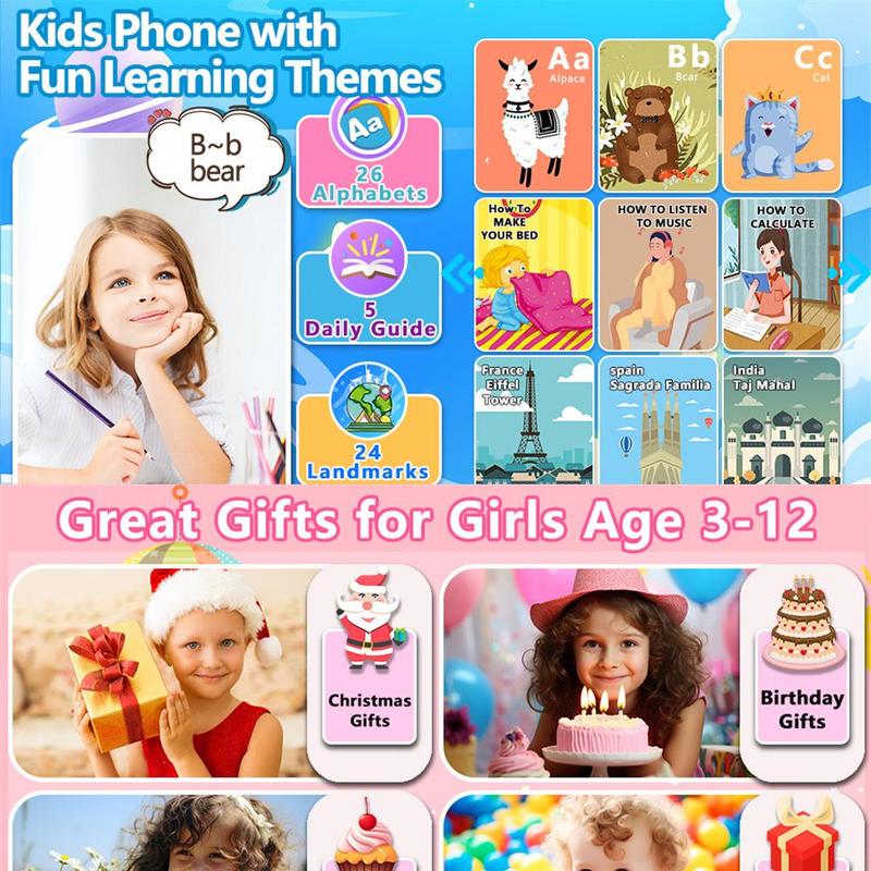 KGG Mini Phone, Cartoon Penguin Pattern Student Smart Phone, Funny Learning Education Tool, Smart Watch Music Game Player, Alarm Clock Calculator Flashlight