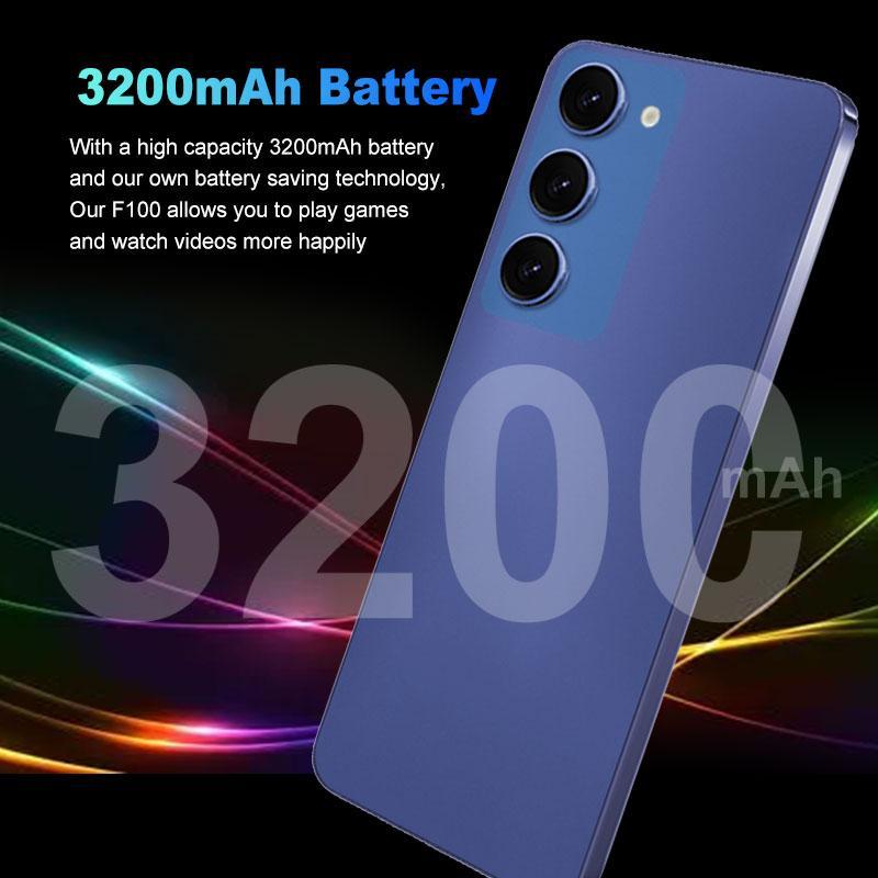 F100 Phone for Android, 1 Count Smartphone with 2GB Ram + 64GB Rom, 6.56-inch Large Screen, 3200 Mah Large Battery Front and Rear Camera, Mobile Cellphone, Android Phones