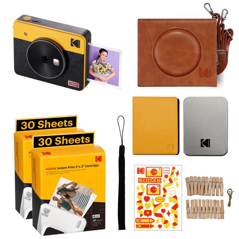 KODAK Mini Shot 3 Retro 4PASS 2-in-1 Instant Camera and Photo Printer (3x3 inches) + 68 Sheets Gift Bundle Device Digital