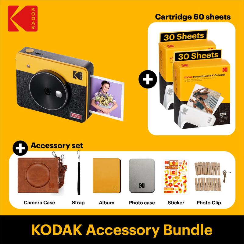 KODAK Mini Shot 3 Retro 4PASS 2-in-1 Instant Camera and Photo Printer (3x3 inches) + 68 Sheets Gift Bundle Device Digital