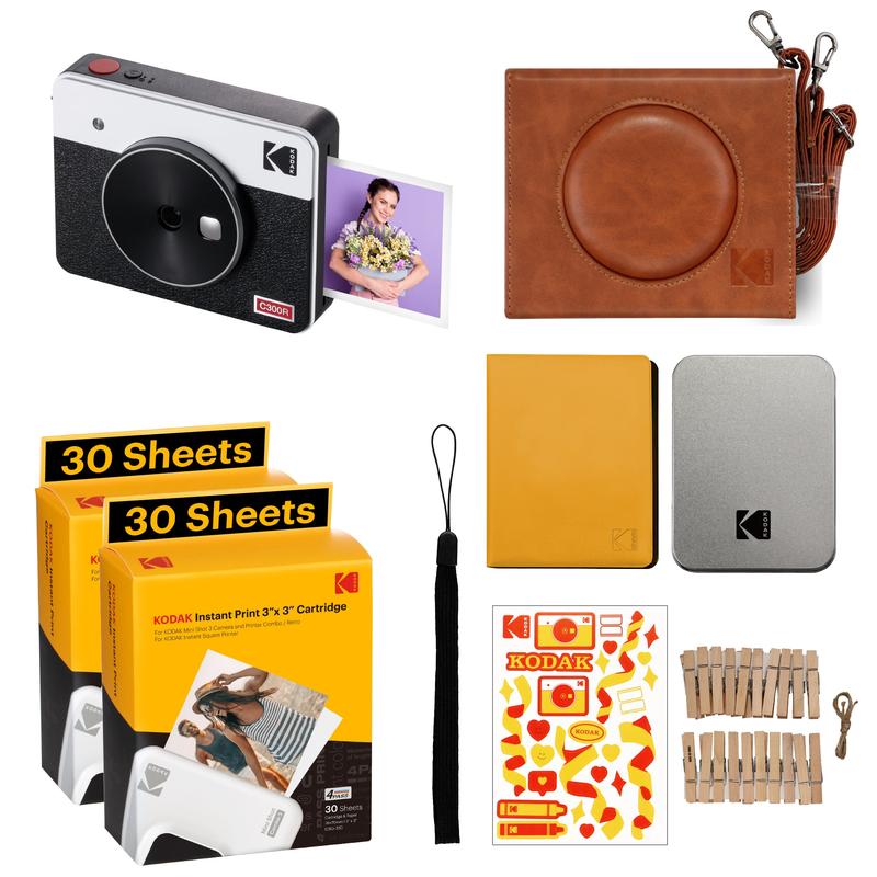 KODAK Mini Shot 3 Retro 4PASS 2-in-1 Instant Camera and Photo Printer (3x3 inches) + 68 Sheets Gift Bundle Device Digital