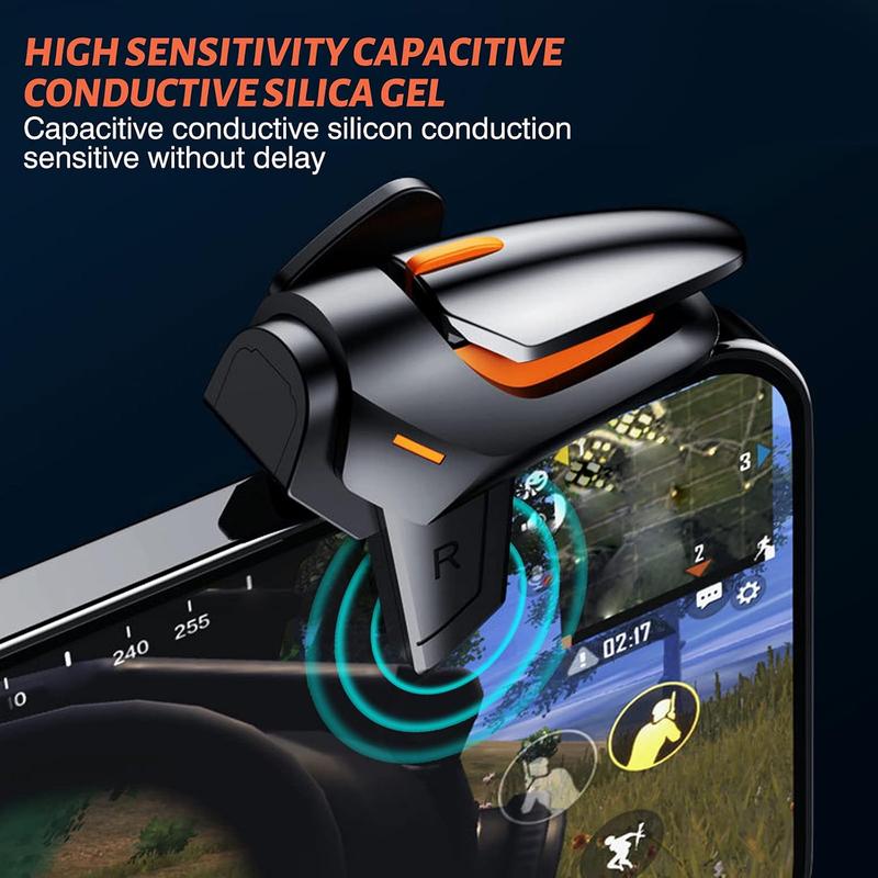 Game Controller Trigger with 4 Game Finger cover, Smart Phone Game Controller, Aim & Shoot PUBG Triggers for iOS Android, Console Accessories