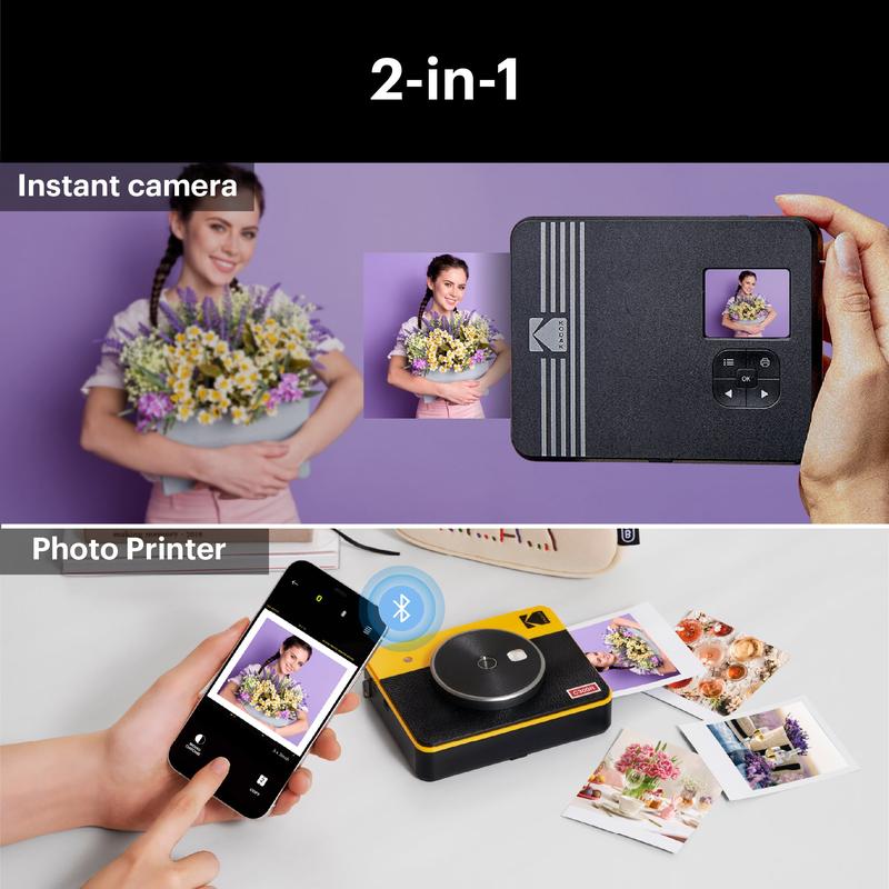 KODAK Mini Shot 3 Retro 4PASS 2-in-1 Instant Camera and Photo Printer (3x3 inches) + 68 Sheets Gift Bundle Device Digital