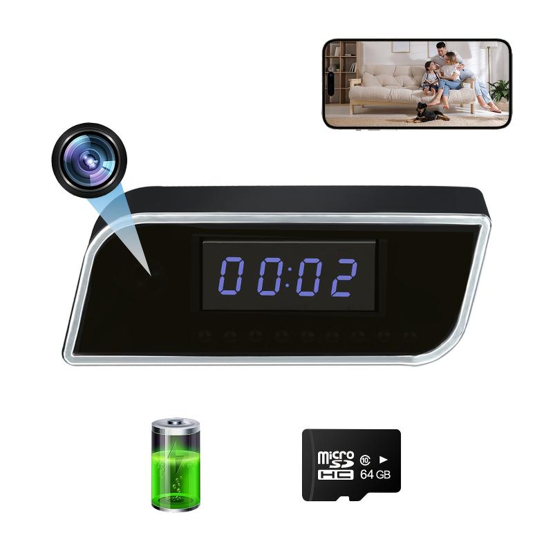 4K HD WiFi Hidden Camera Clock with Motion Detection, Night Vision, Audio, App Control, Indoor Surveillance Nanny Cam, Non-Waterproof, Rechargeable 2600mAh Battery, Built-In 64GB Memory for Home & Office Security