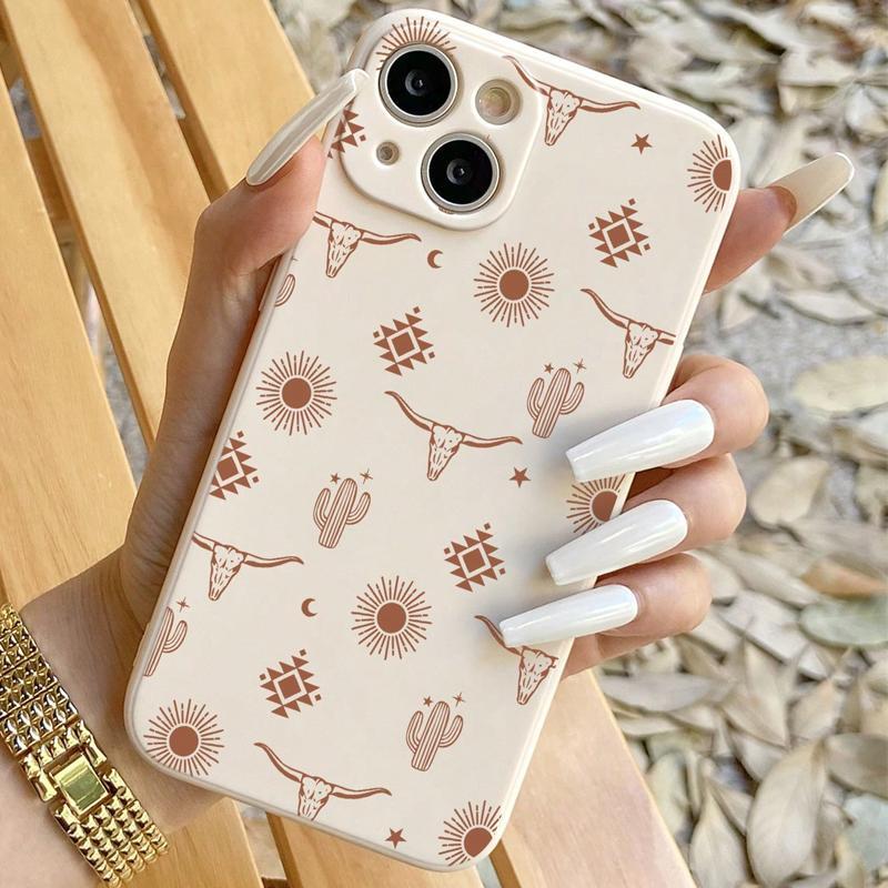Cactus Pattern Phone Case, Decorative Phone Protector Cover, Phone Accessories Compatible with iPhone 15 14 13 12 11 Plus Pro Pro Max