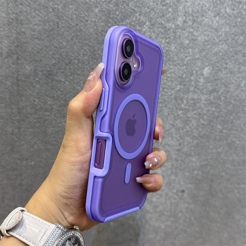 Magnetic Neon Color Matte Translucent Armor Shockproof Case For iPhone 16 13 12 14 15 Pro Max For Magsafe Wireless Charge Cover
