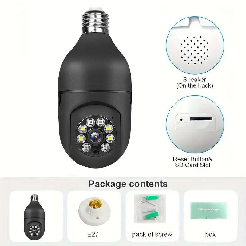 Dual Band WiFi Light Bulb Security Camera, 5G 2.4G 360 Degree Panoramic Wireless Home Monitoring Camera, Home Security Camera with Motion-Detection Alarm