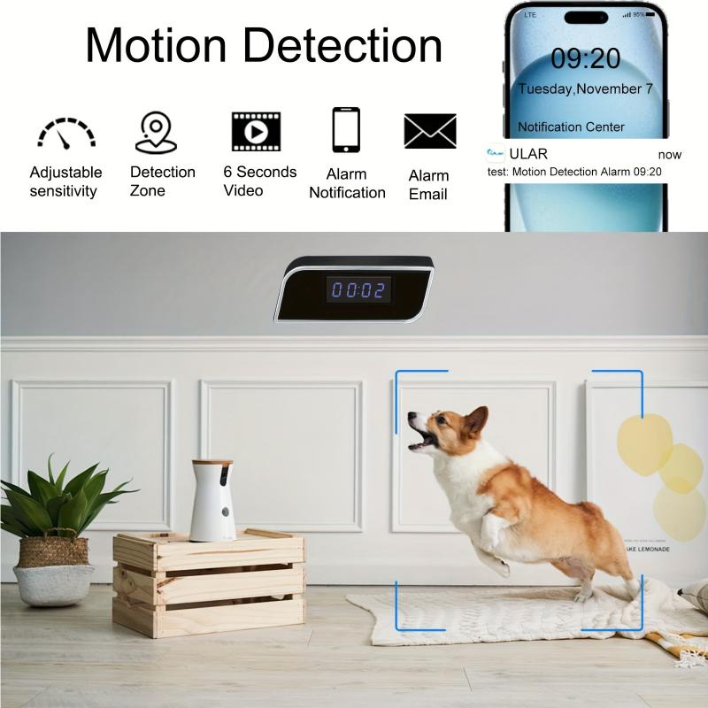 4K HD WiFi Hidden Camera Clock with Motion Detection, Night Vision, Audio, App Control, Indoor Surveillance Nanny Cam, Non-Waterproof, Rechargeable 2600mAh Battery, Built-In 64GB Memory for Home & Office Security