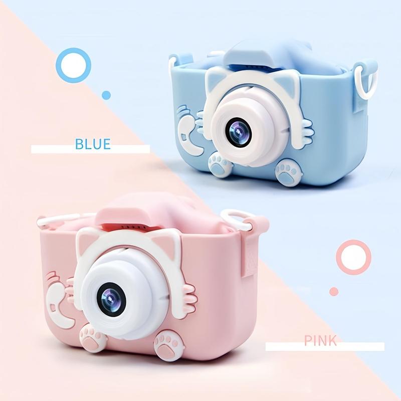 Cute Cat Design Digital Camera, 8x Zoom Camera with Built-in 5 Games, HD Camera with Screen Background, Camera Toy for Boys & Girls