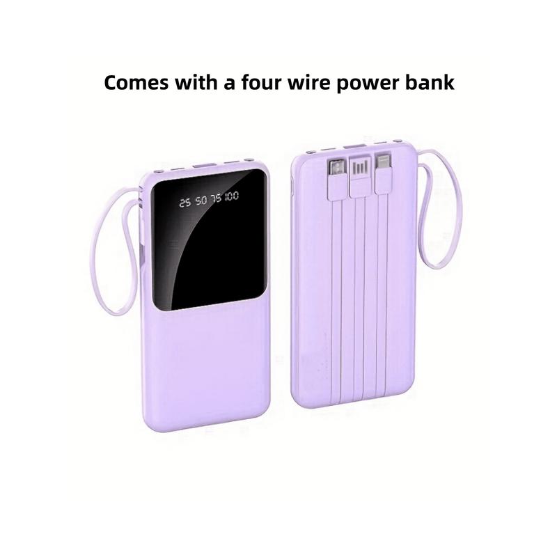 Portable Charger Built in Cables, Portable Charger with Cords Wires Slim 10000mAh Travel Battery Pack,  LED Display External Battery Pack Phone Charger,Fast Charging Power Bank for Samsung Google Pixel LG Moto iPhone iPad
