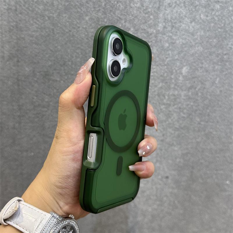 Magnetic Neon Color Matte Translucent Armor Shockproof Case For iPhone 16 13 12 14 15 Pro Max For Magsafe Wireless Charge Cover