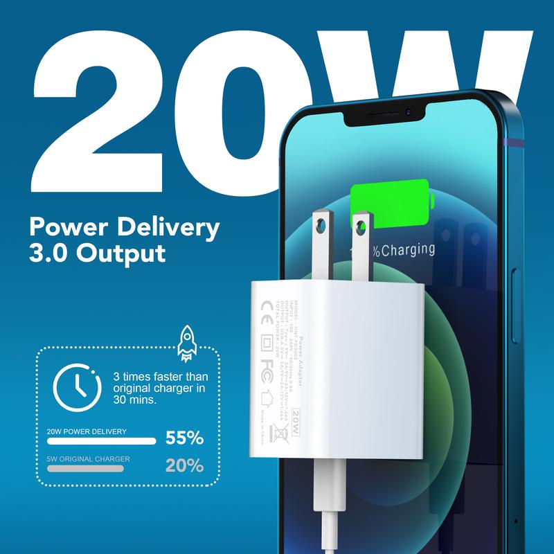 2pcs USB C Charger, Apple Watch Charger, PD Dual Port Type C Power Adapter Block Cube Compatible for New Apple Watch Series 10 9, iPhone 1615 Plus Pro Max Samsung & Laptops XiaoMi