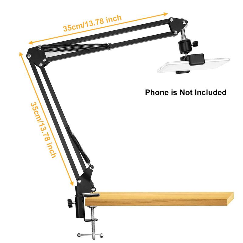 Multifunction Phone Holder, 1 Set 360° Rotatable Cantilever Mobile Cellphone Holder with Rotary Bottom Clamp, Foldable Lazy Bracket for Photography, Video Shooting, Live Streaming