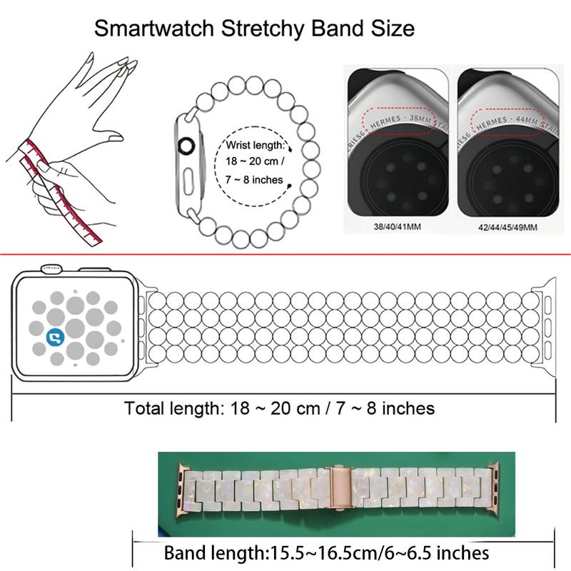 Fashion Resin Watch Band, Lightweight Watch Band, Elastic Single Loop Watch Bands for Women, Wearable Accessories Compatible with Apple Watch Bands 38 40 41 42 44 45 49mm