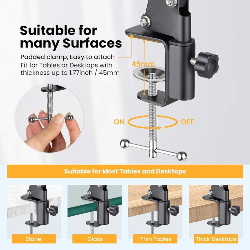 Multifunction Phone Holder, 1 Set 360° Rotatable Cantilever Mobile Cellphone Holder with Rotary Bottom Clamp, Foldable Lazy Bracket for Photography, Video Shooting, Live Streaming