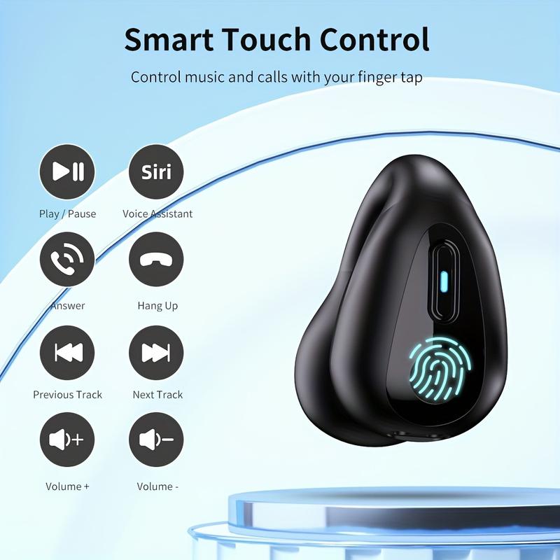 Open Ear Clip Headphones, Wireless Earbuds Bluetooth 5.3 Sports Earphones Built-in Mic with Ear Hooks, 36H Playtime Charging Case LED Audio Electronic