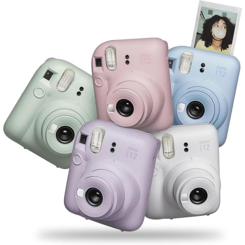 Fujifilm Instax Mini 12 Instant Camera + MiniMate Accessory Bundle & Compatible Custom Case + Fuji Instax Film Value Pack (50 Sheets) Flamingo Designer Photo Album (Blossom Pink)