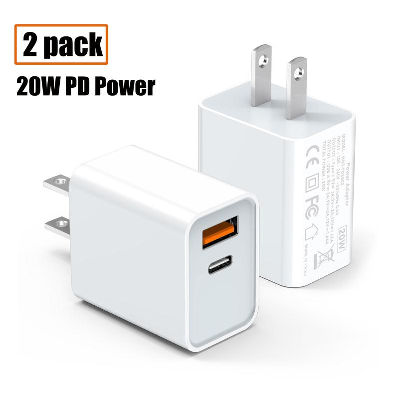 2pcs USB C Charger, Apple Watch Charger, PD Dual Port Type C Power Adapter Block Cube Compatible for New Apple Watch Series 10 9, iPhone 1615 Plus Pro Max Samsung & Laptops XiaoMi