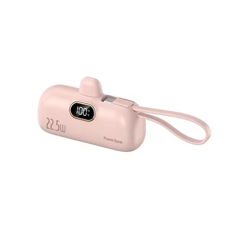 Portable charger, 8000mAh mini ultra-compact portable mobile phone charger equipped with Type-C conversion interface, mini emergency power Pod, suitable for iPhone 14 13 12, iPad, AirPods fast charging professional direct sales