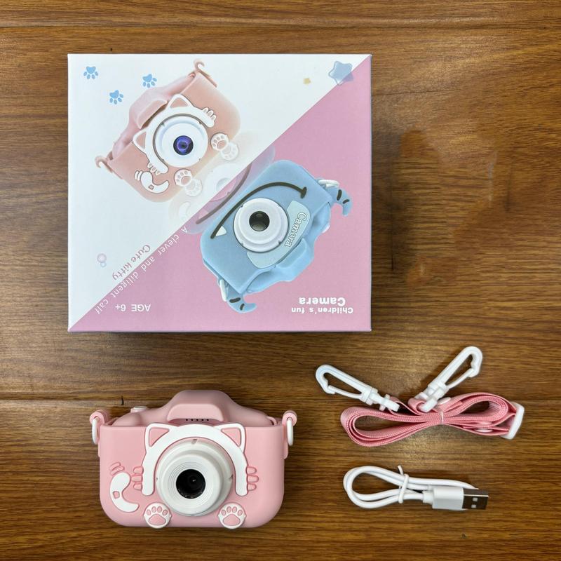 Cute Cat Design Digital Camera, 8x Zoom Camera with Built-in 5 Games, HD Camera with Screen Background, Camera Toy for Boys & Girls