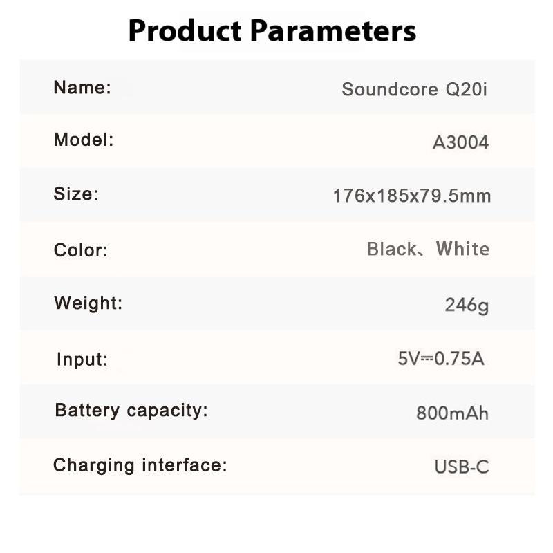 SOUNDCORE Q20i A3004 Wireless Over-ear Headphone, Noise Cancelling Headphone with Built-in Microphone, Long Standby Sports Headset for Gaming & Sports, Electronic Audio Product