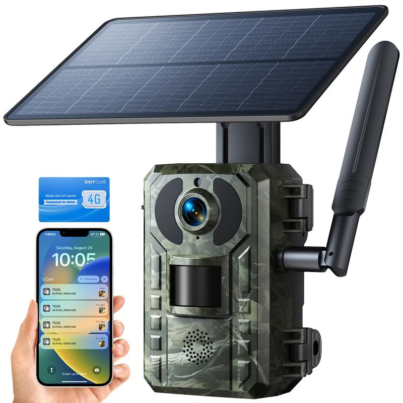 TC25 2K 4G LTE Cellular Trail Camera Solar Power Wildlife Camera with Motion Detection and Instant Notification