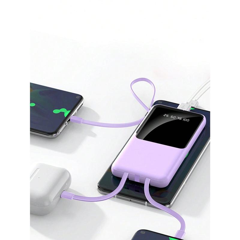 Portable Charger Built in Cables, Portable Charger with Cords Wires Slim 10000mAh Travel Battery Pack,  LED Display External Battery Pack Phone Charger,Fast Charging Power Bank for Samsung Google Pixel LG Moto iPhone iPad