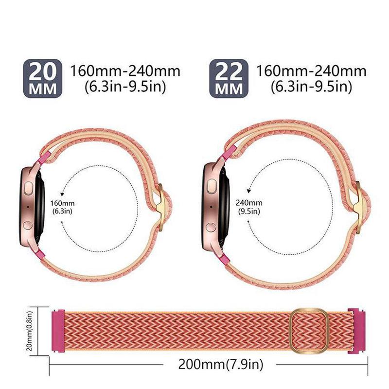 Wave Pattern Nylon Watch Band (Band Only), 3 Counts Replacement Watch Band for Samsung Galaxy Watch 3 4 5, Smart Watch Band for Huawei Watch 3