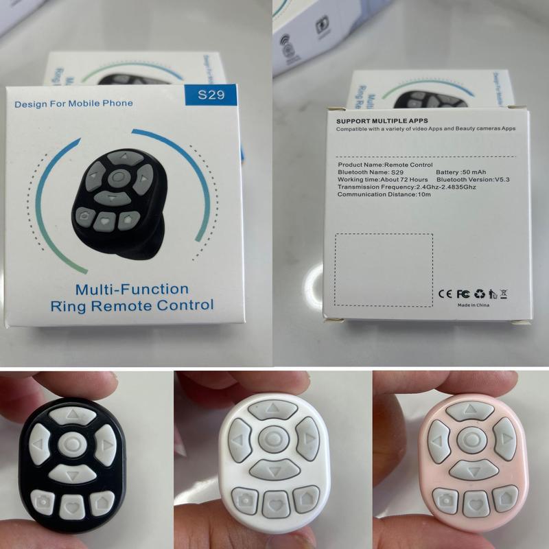Wireless Remote Control Ring, 8-button Smartphone Camera Control Selfie Tool, Selfie Accessories for Various APP
